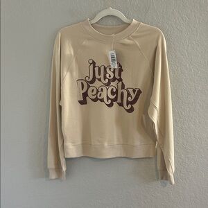Cream 'Just Peachy' Terry Cropped Sweatshirt